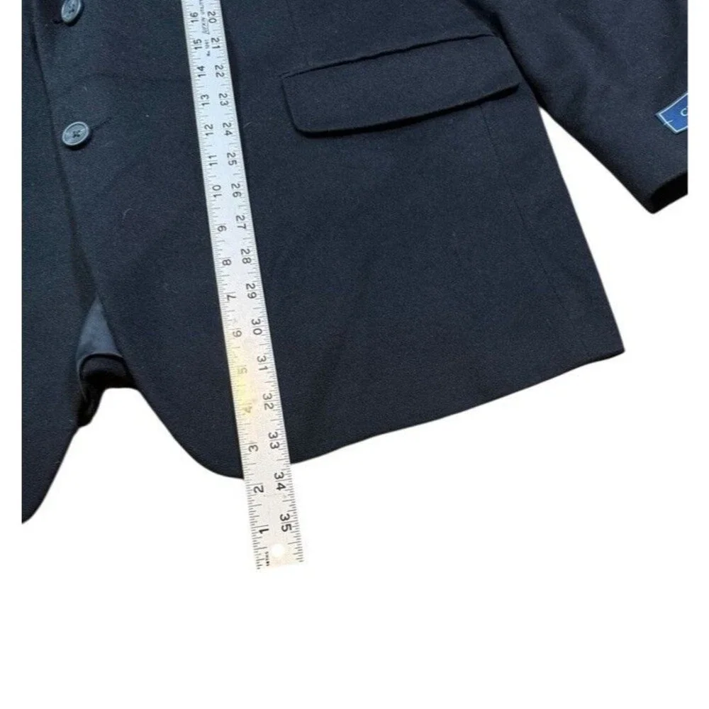 Chaps Mens SportCoat Blazer Size 48R Two Button Flannel Wool Silk Cashmere Black